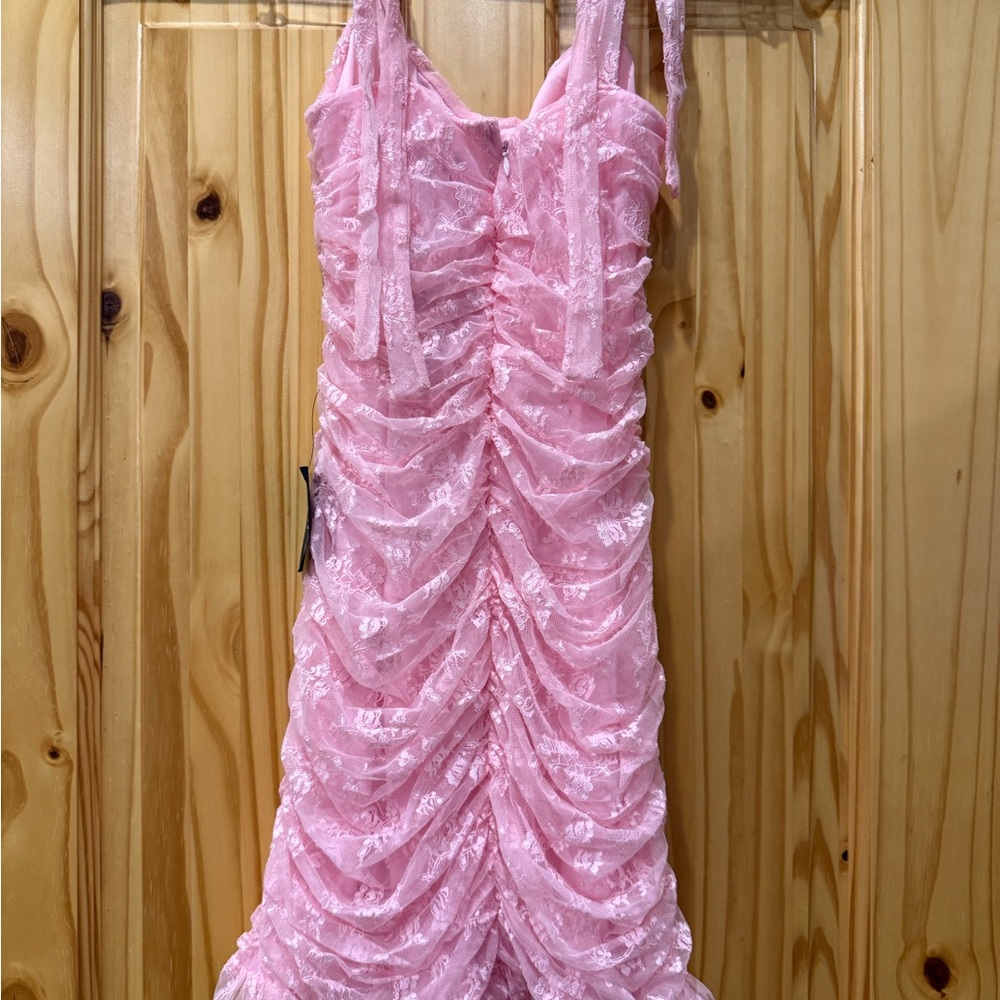 Pink Ruched Lace Dress mini - Picture 2 of 2